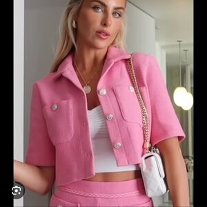 Maje Pink Tweed Jacket & Short Set